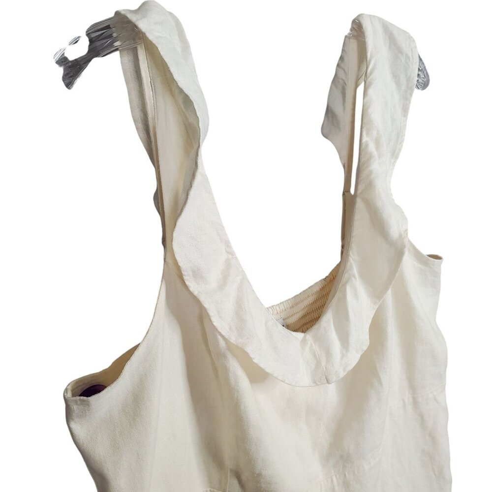 Old Navy Size XL Dress Ruffle Tank Smocked Back Linen Blend Knee Beachy Summer - Picture 6 of 8